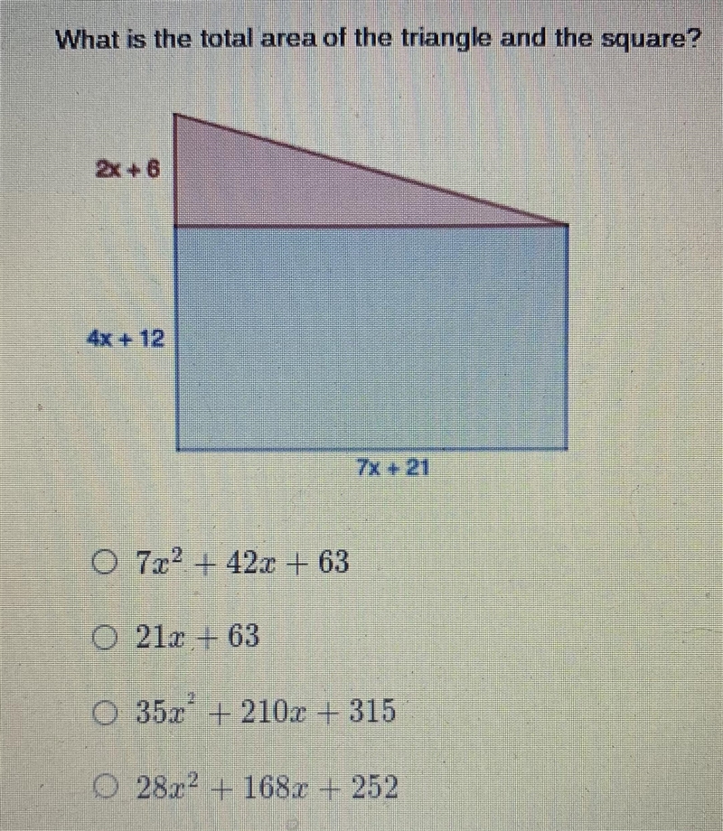 What is the total area of the triangle and the square?-example-1