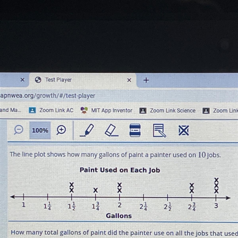 The line plot shows how many gallons of paint a painter used in 10 jobs. How many-example-1