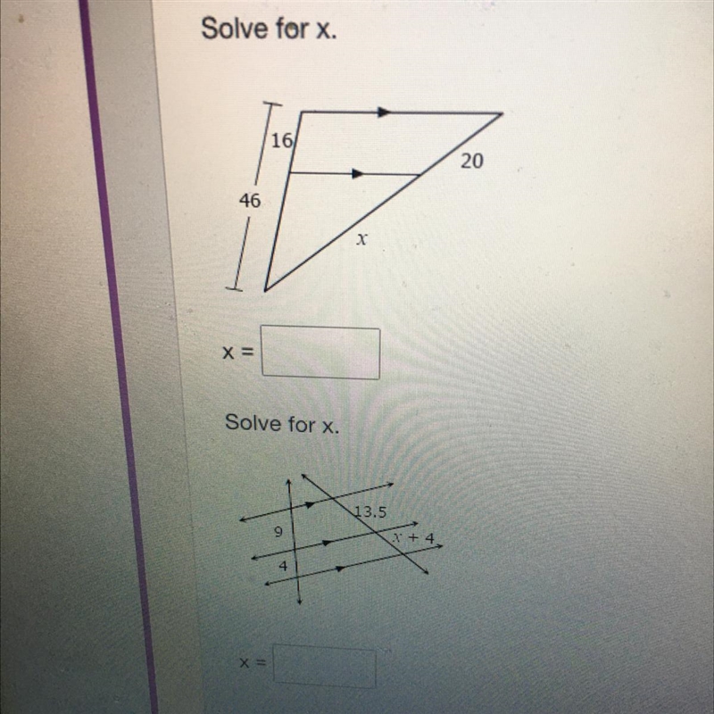 Solve for x. Please help !-example-1