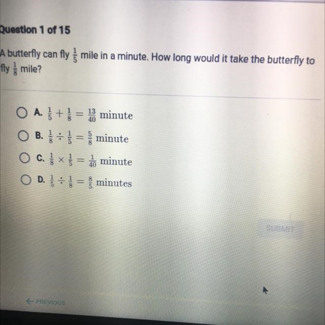 A butterfly can fly mile in a minute. How long would it take the butterfly to fly-example-1