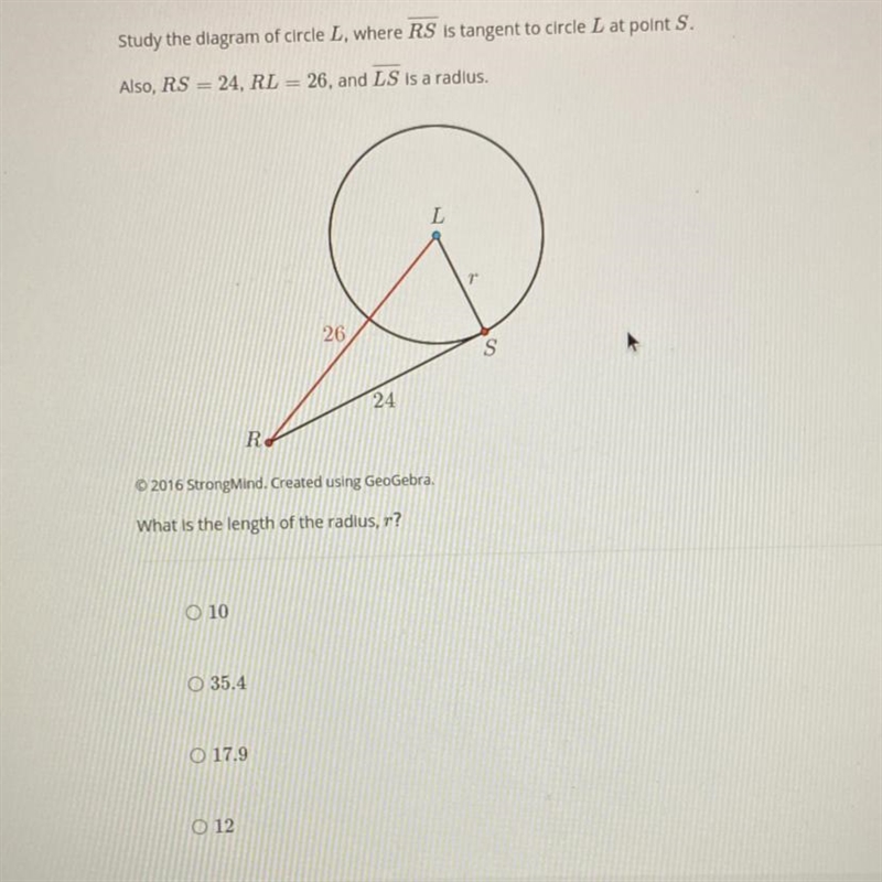 Length of radius r ?-example-1