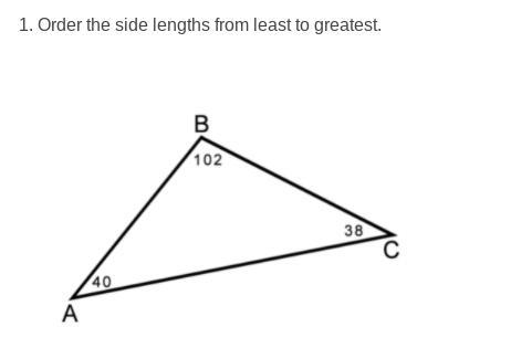 Order the side lengths from least to greatest.-example-1