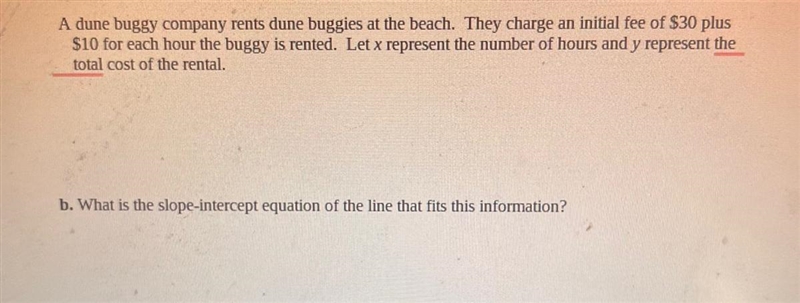 A dune buggy company rents dune buggies at the beach. They charge an initial fee of-example-1