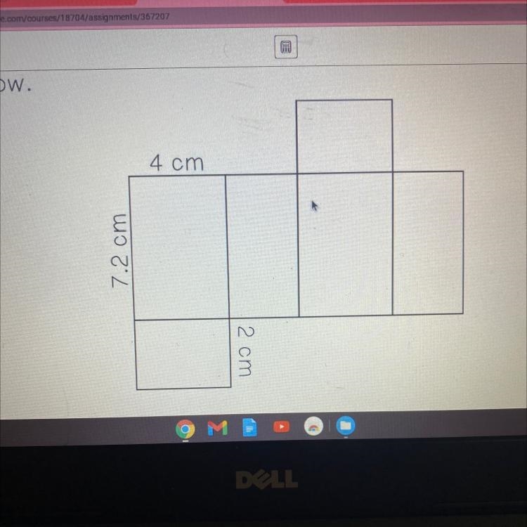 Find the total surface area of the net bellow￼ 1. 102.4 cm2 2. 357.4 cm2 3. 22.4 cm-example-1