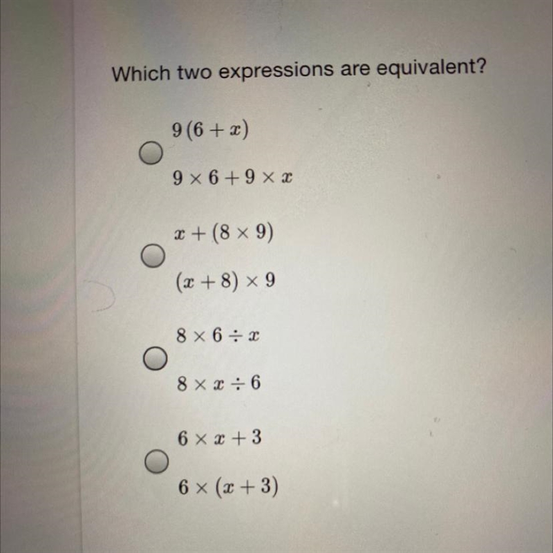 Which two expressions are equivalent?-example-1