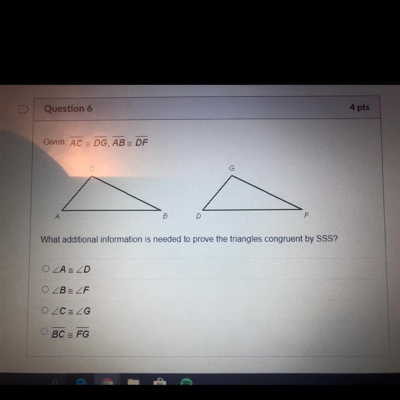 What additional information is needed to prove the triangles congruent by SSS-example-1