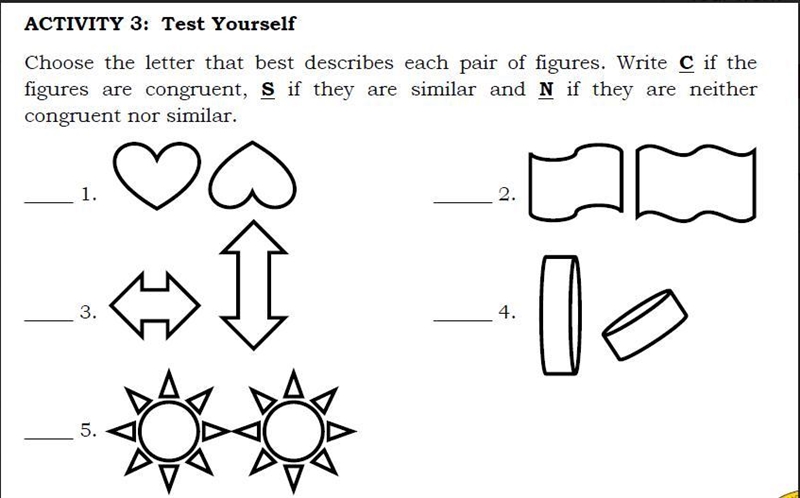 Write C if the figures are congruent, S if they are similar and N if they are neither-example-1