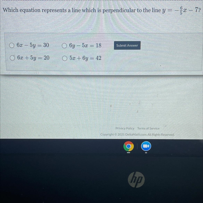 Which equation represents a line which is perpendicular to the line y = = -x - 72 6x-example-1