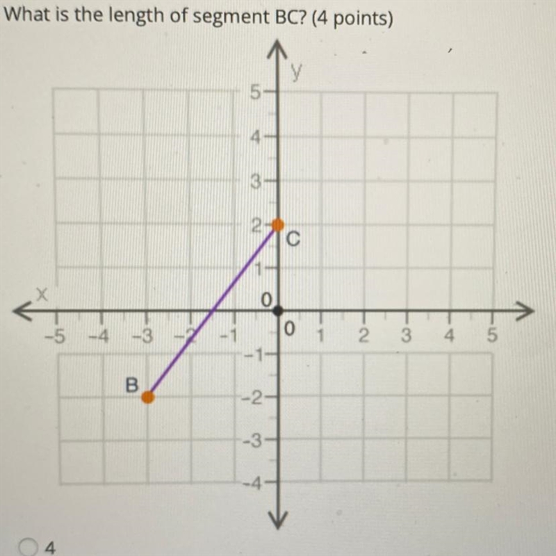 QUESTION 2 se Tools What is the length of segment BC? (4 points) ssion Board y 5- rades-example-1