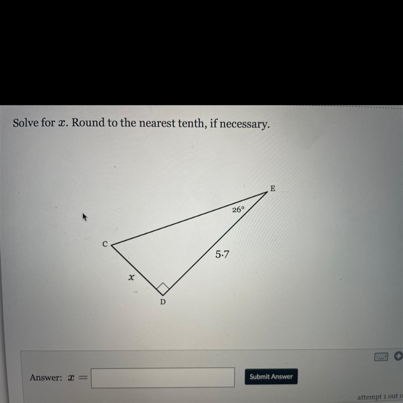 Solve for x round to the nearest tenth if necessary-example-1