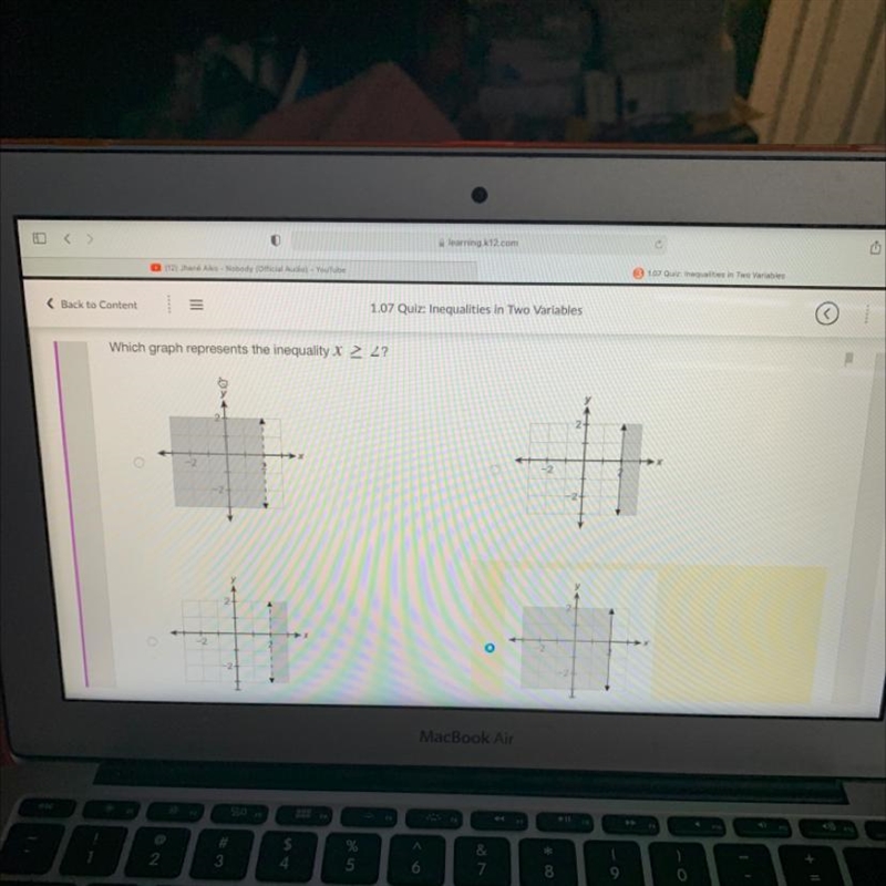 Which graph represents the intequality x > 2?-example-1