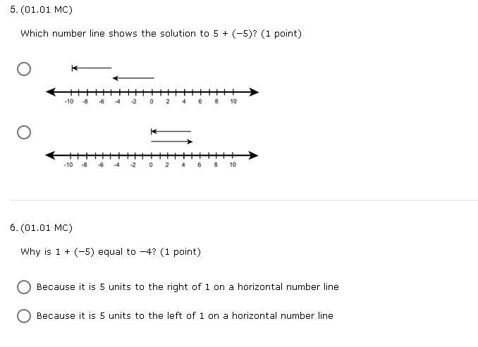 Which number line shows the solution to 5 + (−5)?-example-1