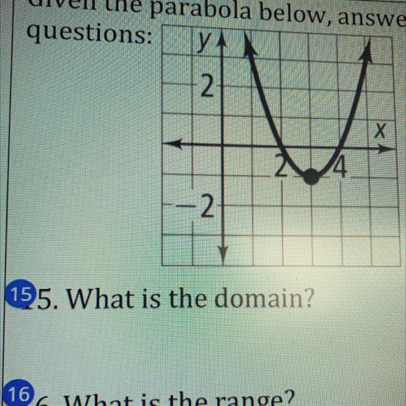 What is the domain and range topic is (parabola)-example-1