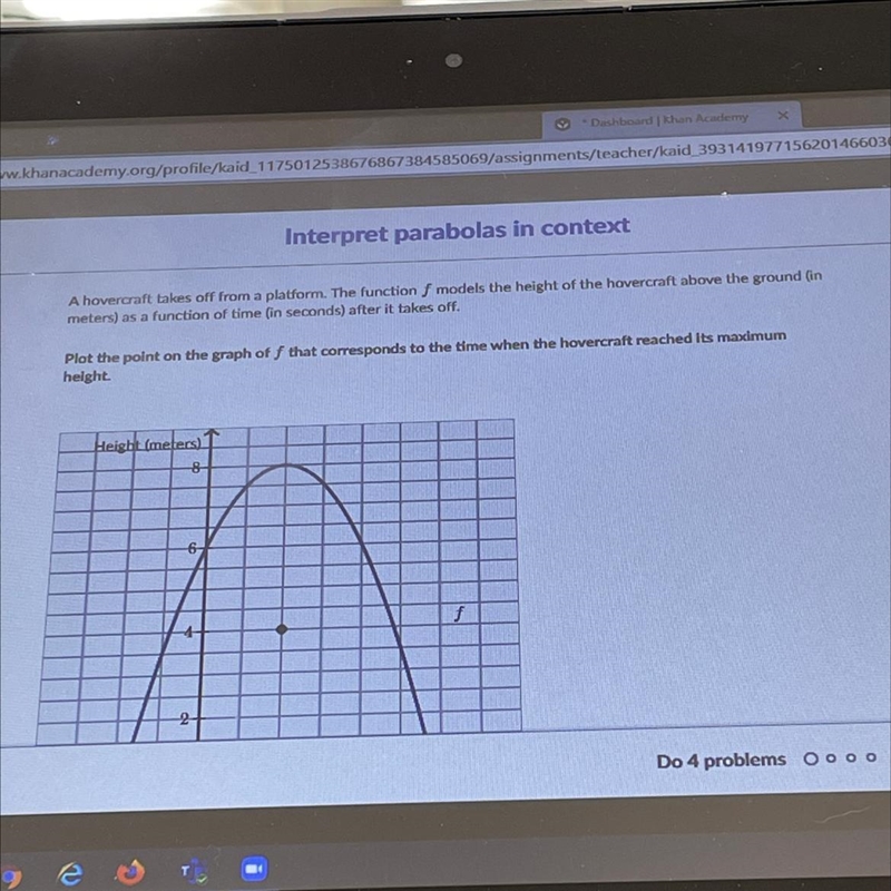 A hovercraft takes off from a platform. The function models the height of the hovercraft-example-1