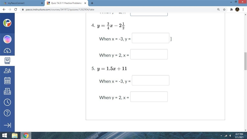 First, solve if x = -3 Next, solve if y = 2-example-1