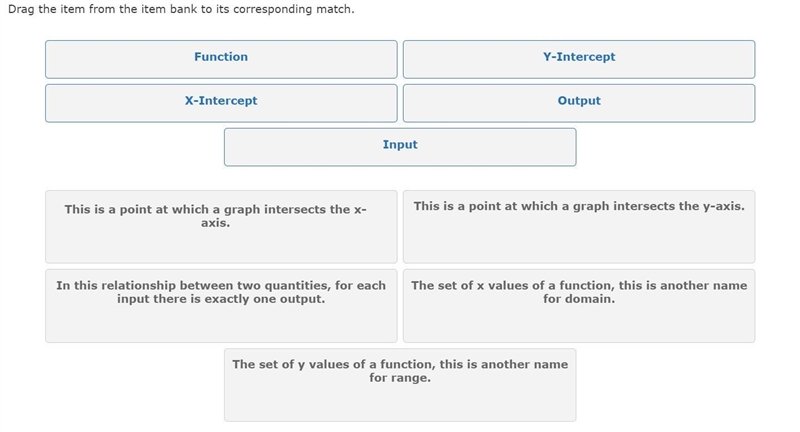 (only five items) Drag the items from the item bank to its corresponding match (25 points-example-1