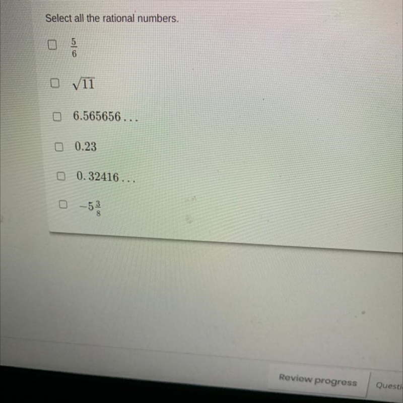 Select all the rational numbers-example-1