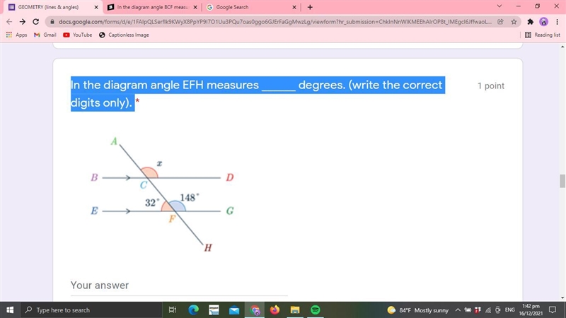 In the diagram angle EFH measures ______ degrees. (write the correct digits only).-example-1