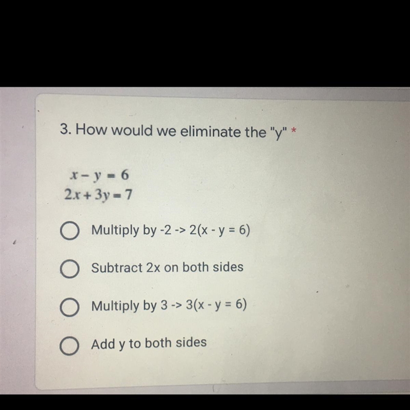 Can someone help me how would you eliminate the “y”-example-1