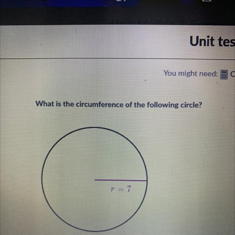 What is the circumference of the following circle?-example-1