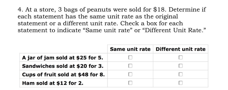 No links, ty <3 4. At a store, 3 bags of peanuts were sold for $18. Determine if-example-1