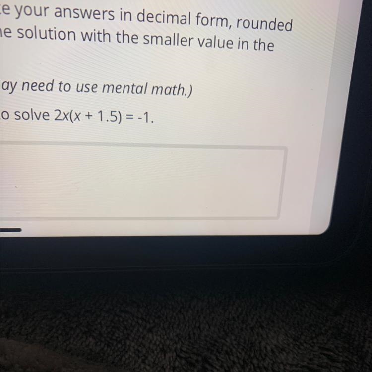 Which quadratic formula do I need to use to solve 2x(x+1.5)=-1-example-1