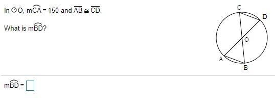 InO0, mCA=150andAB=CD What is mBD?-example-1