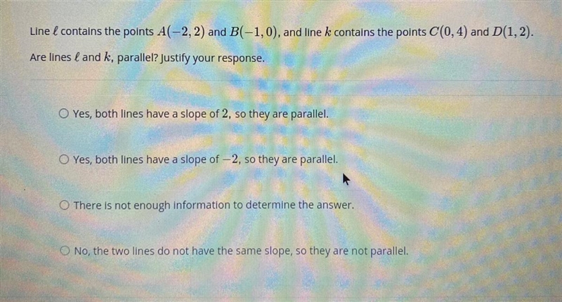 Are lines l & k parallel?-example-1