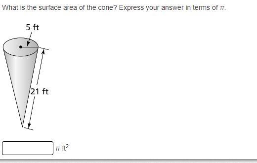 What is the surface area of the cone? Express your answer in terms of π.-example-1