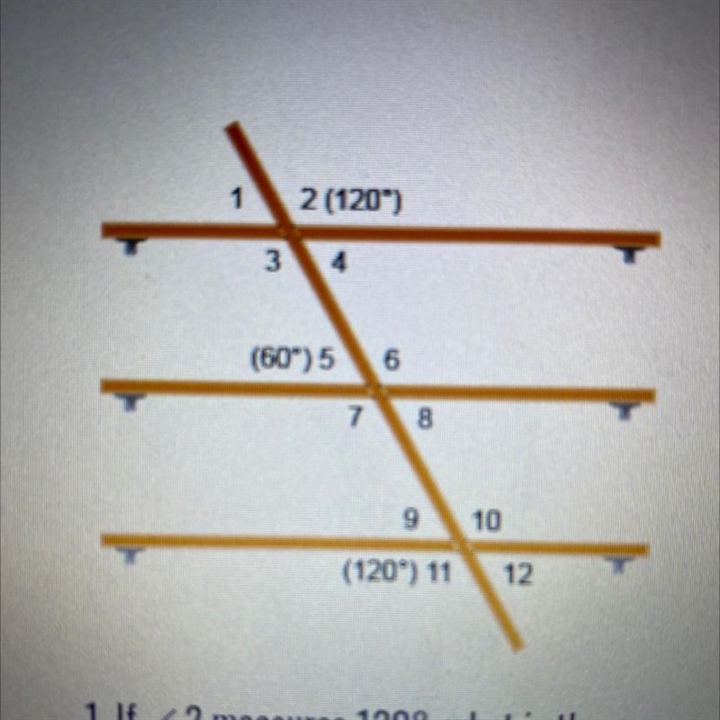 2. Think of the top and middle shelves as two lines cut by a transversal. What type-example-1