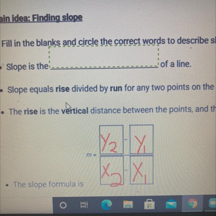 Can someone tell me what answer to what is the slope is the …. Of a line-example-1