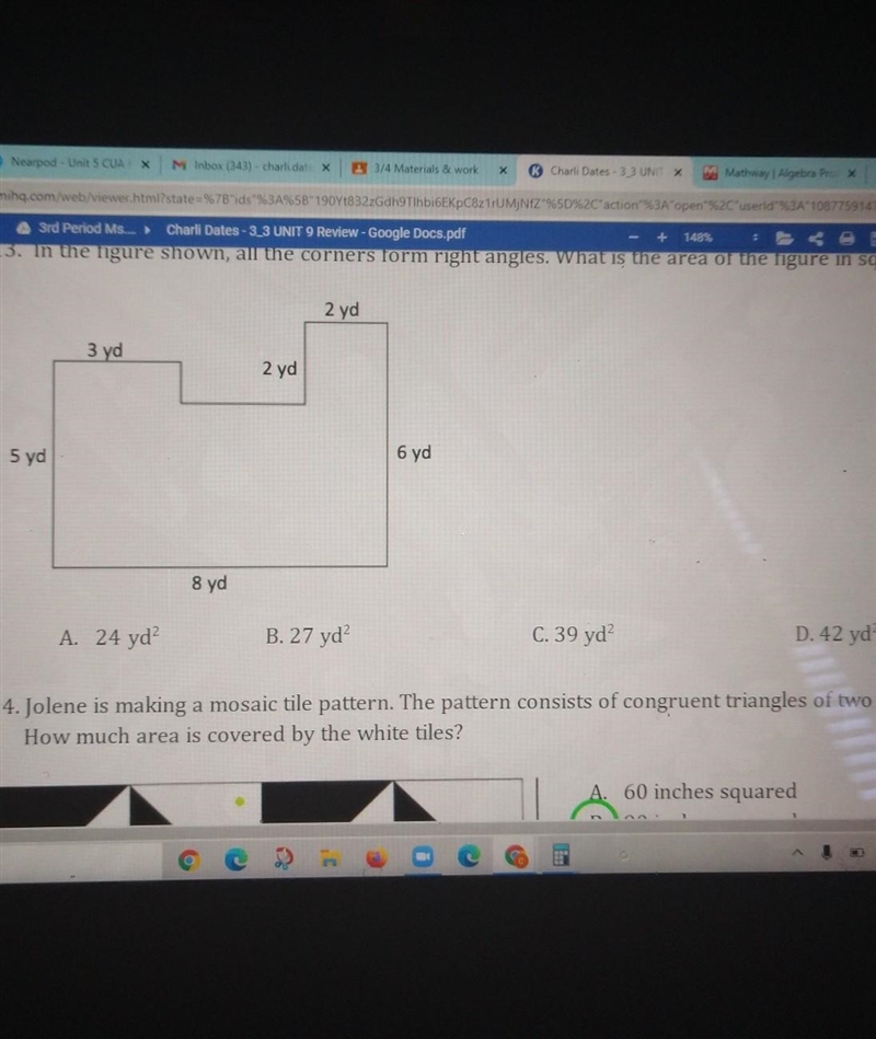 What is the area of the shape ? ​-example-1