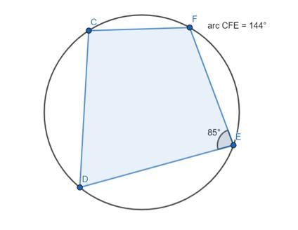 A quadrilateral is inscribed in a circle. Find the measure of each missing angle as-example-1