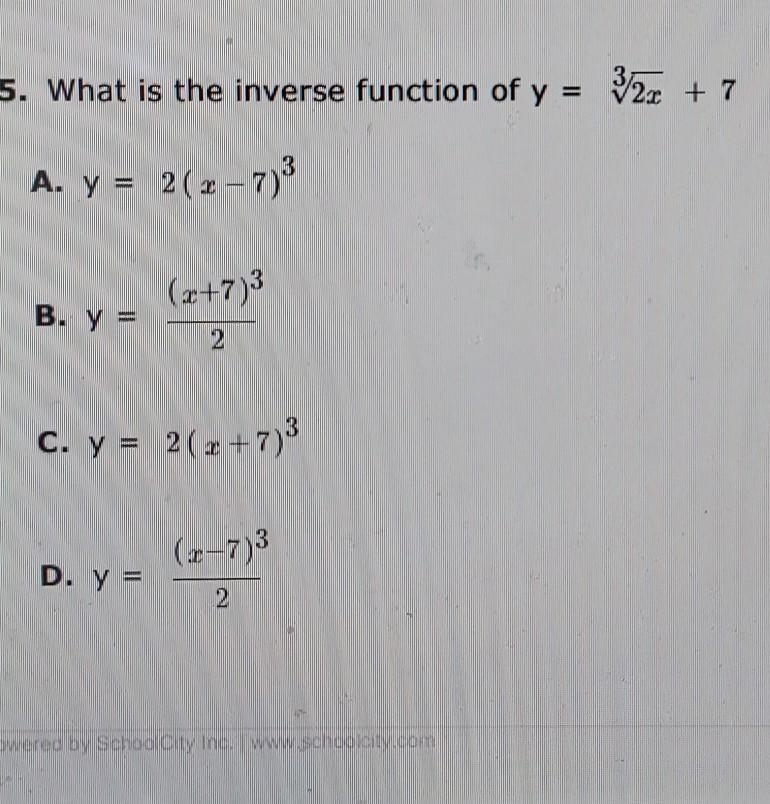 5. What is the inverse function of ​-example-1