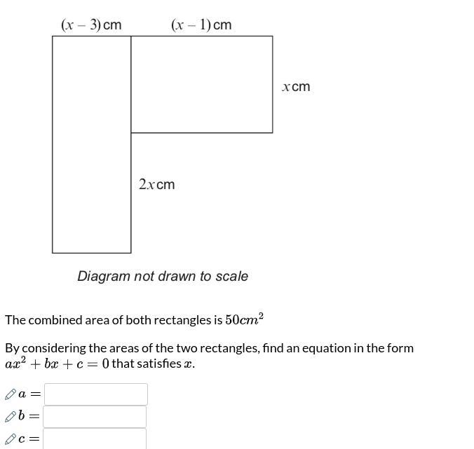 The diagram shows two rectangles. The combined area of both rectangles is By considering-example-1