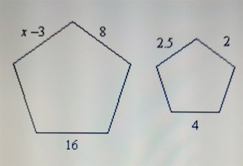 The polygons are similar, but not necessarily drawn to scale. Find the value of x-example-1