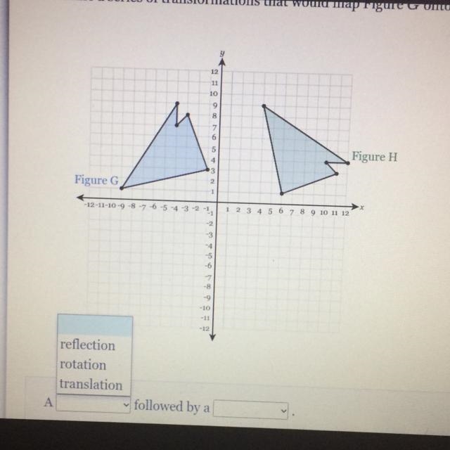 Determine a series of transformations that would map figure G into figure H. PLEASE-example-1