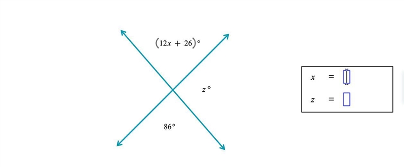 Given the figure below, find the values of x and z.-example-1