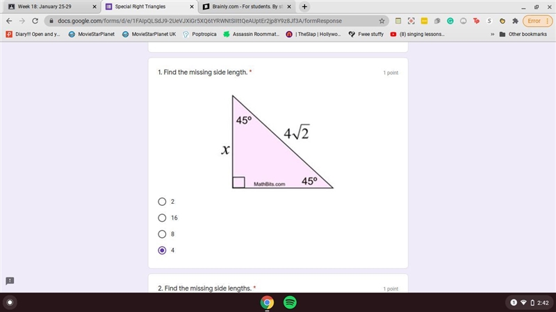 Finding side length of the 90-degree angle triangle-example-1