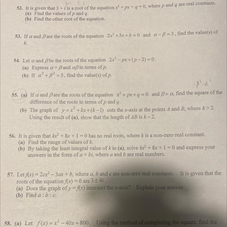 55. (a) If alpha and beta are the roots of the equation xsquare+ px+q=0 and beta&gt-example-1