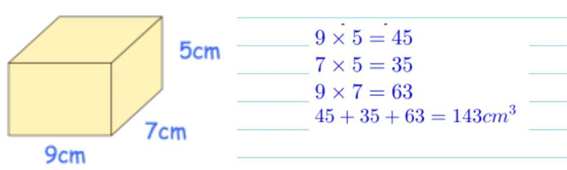 Jamie is trying to work out the surface area of the cuboid below. Spot any mistakes-example-1