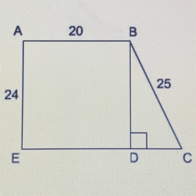 Line segment BD divides trapezoid ABCE into a rectangle and a right triangle as shown-example-1