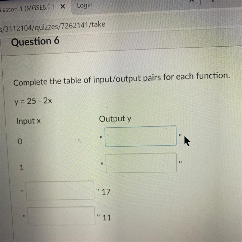 Complete the table of input/output pairs for each function-example-1