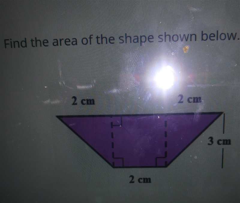 Find the area of the shape shown below. 2 cm 2 cm 3 cm 2 cm please help! ​-example-1