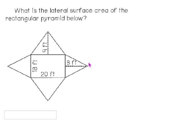 What is the LATERAL surface area of the rectangular pyramid below?????? IT IS NOT-example-1