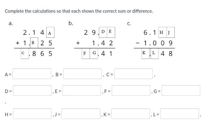 I need help to find each calculation.-example-1