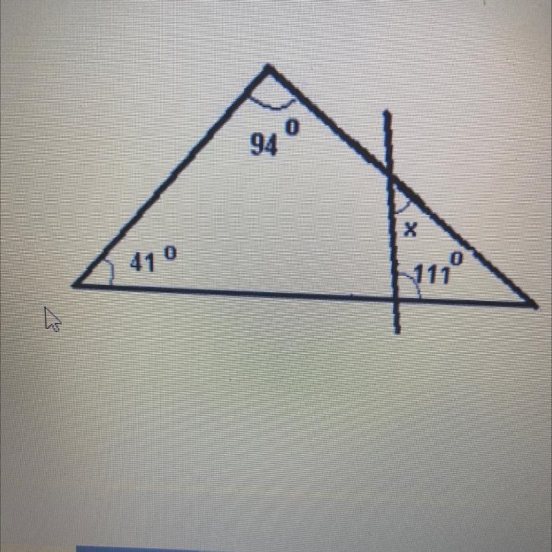 Find the size of angle X in the figure.-example-1