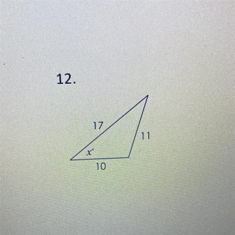 The law of cosines find the missing side or angle-example-1