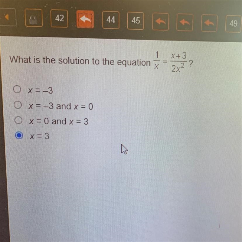 1 What is the solution to the equation x X+ 3 2x2 x 2 x=-3 x= -3 and x = 0 x = 0 and-example-1