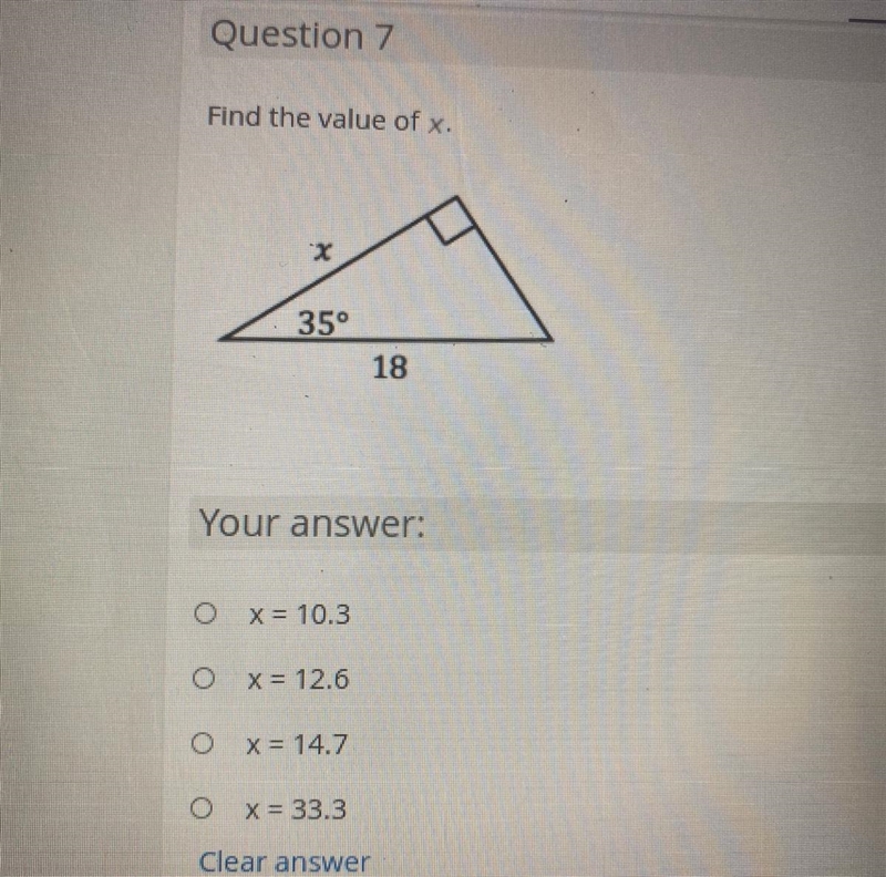 Find the value of x. X 35° 18.-example-1